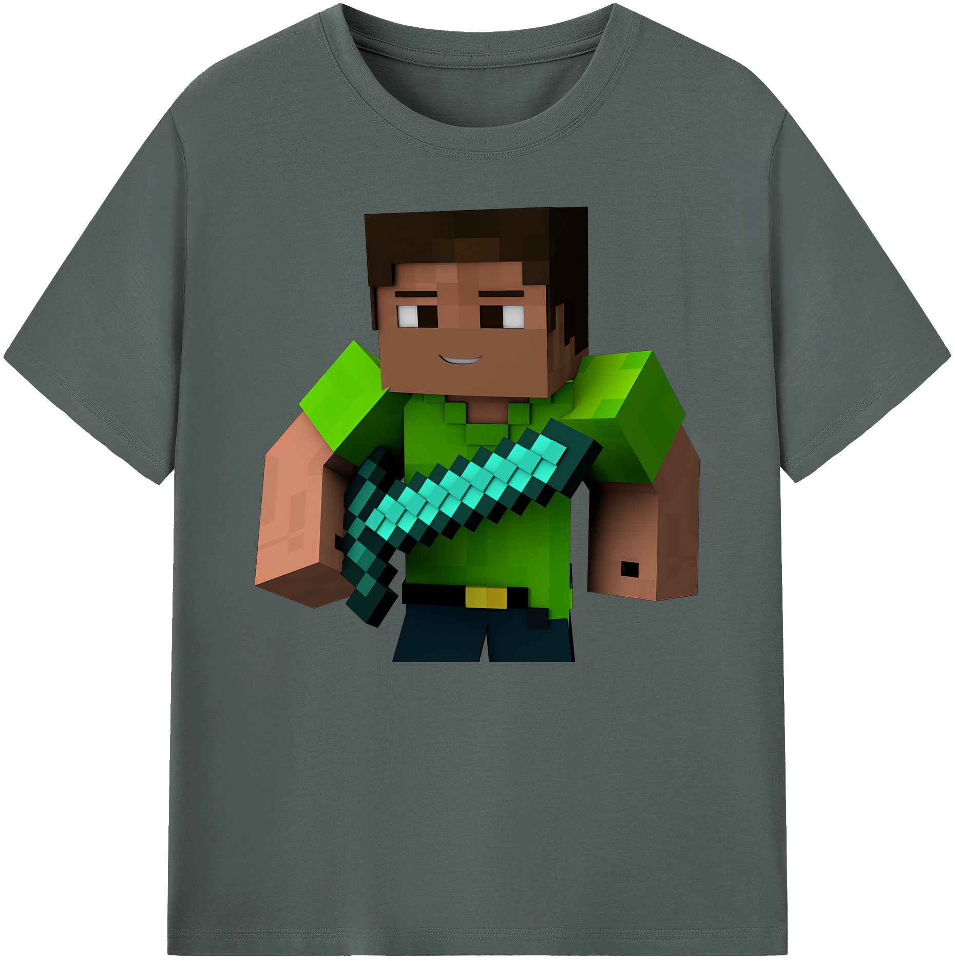 （画像用） マインクラフト ブロックの世界 Minecraft MC Block world 綿100％ メンズ半袖Tシャツ｜肌触りやわらか＆通気性